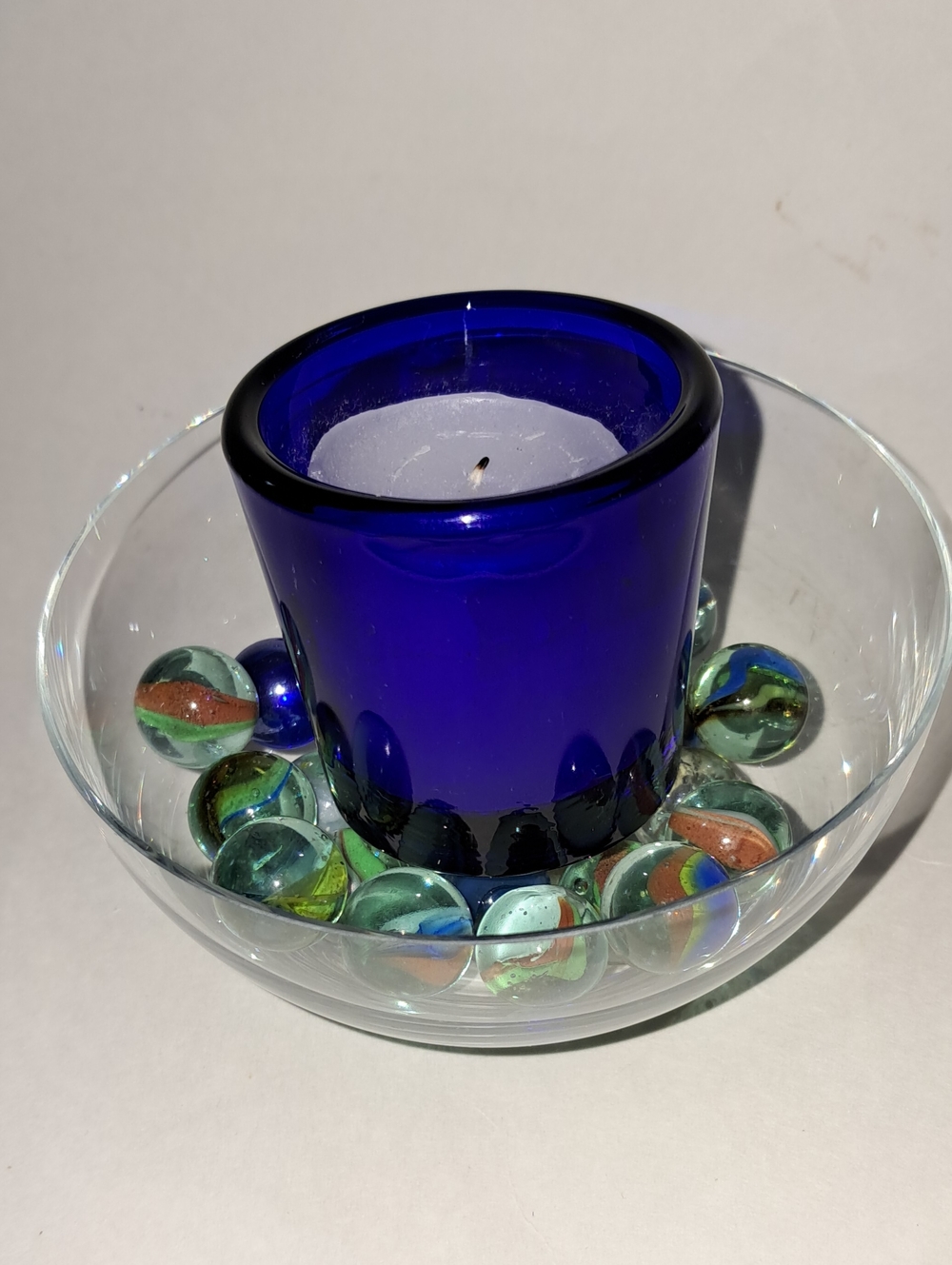 Cobalt Blue Opaque Glass Round USA Small Votive Candle Holder Display
